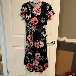 3/$15-Floral Black Dress